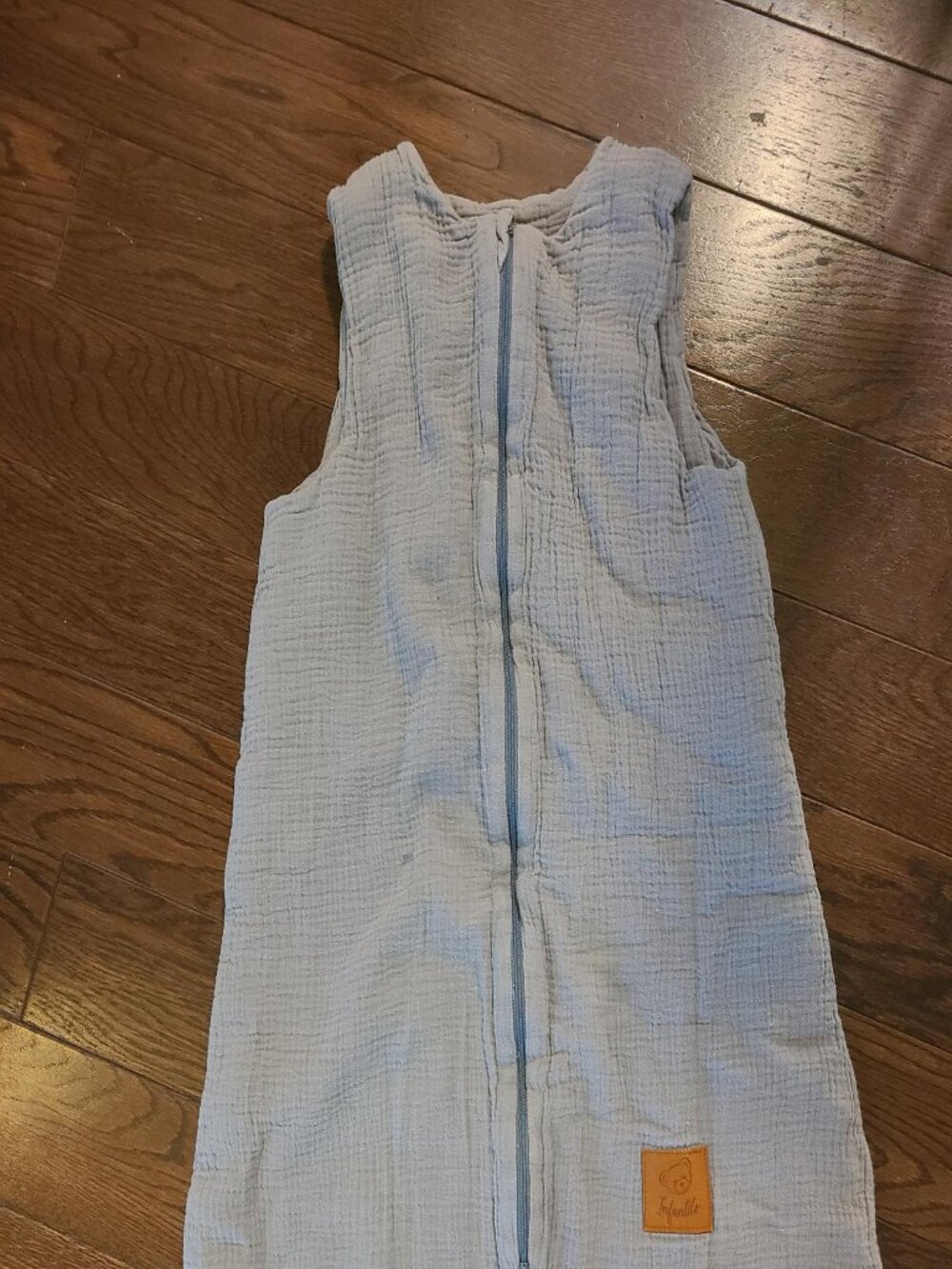 Crinkled cotton muslin baby sleep sack with legs/walker sleep sack, light grey